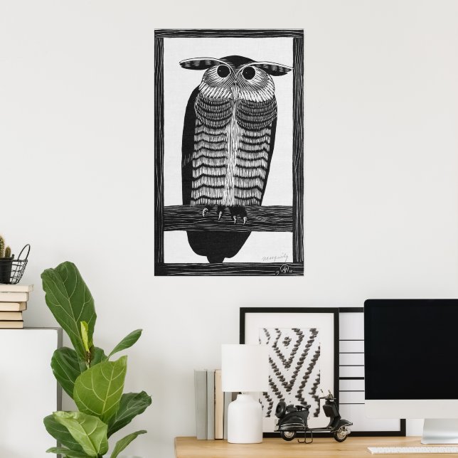 Poster Chouette à cornes (Bureau à domicile)