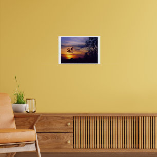 Poster Chouette à coucher de soleil mixte