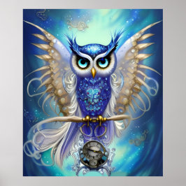 Poster Chouette à vapeur bleue