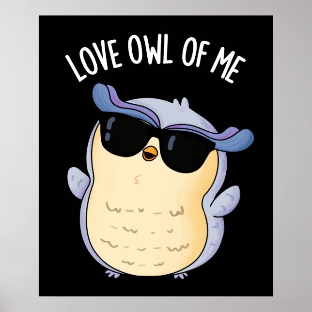 Poster Chouette Amoureuse De Moi Drôle Jeu D'Oiseaux Bass (Devant)