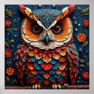 Poster Chouette Artistique Colorée
