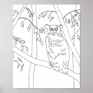 Poster Chouette assise dans l'arbre, plan pour les affich