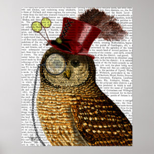 Poster Chouette avec chapeau supérieur