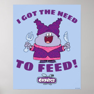Poster Chouette avec Fourche et couteau
