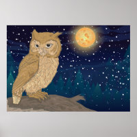 Chouette avec lune