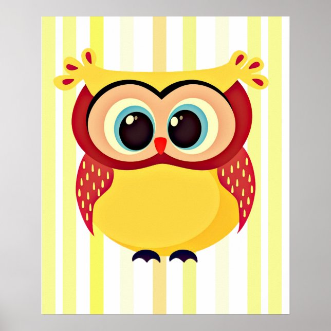Poster Chouette de dessin animé mignonne et unique sur fo (Devant)