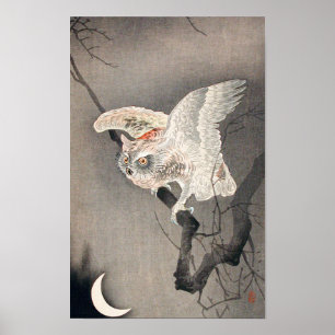 Poster Chouette des flics au clair de lune par Ohara Koso
