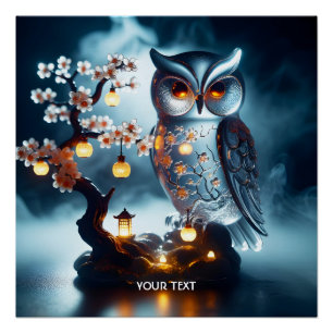 Poster Chouette en verre mignonne Imaginaire Sakura