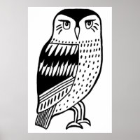 Chouette intelligente ligne noire dessin sur blanc