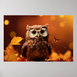 Poster Chouette Oiseau sauvage Animal Tranquille Pacifiqu