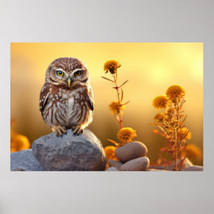 Poster Chouette Oiseau sauvage Animal Tranquille Pacifiqu