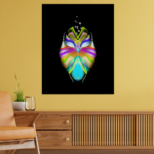 Poster Chouette Oracle noire et multicouleur