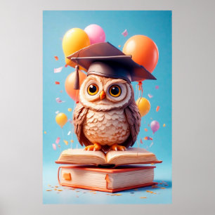 Poster Chouette portant un chapeau de diplômé