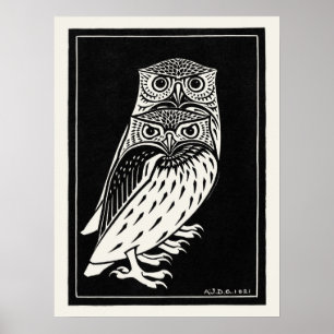 Poster Chouettes Art Nouveau par Julie De Graag