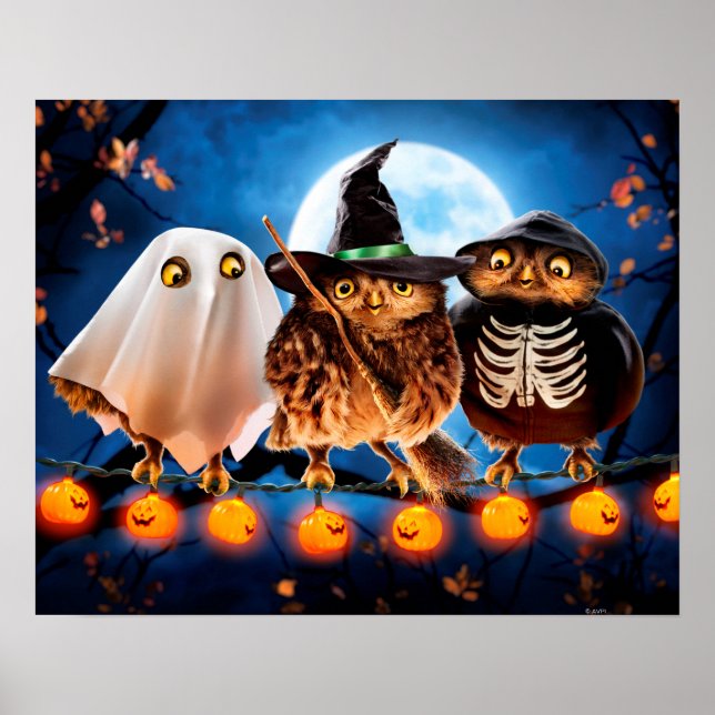 Poster Chouettes d'Halloween (Devant)