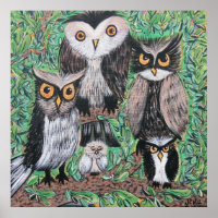 Chouettes funky Art Acrylique