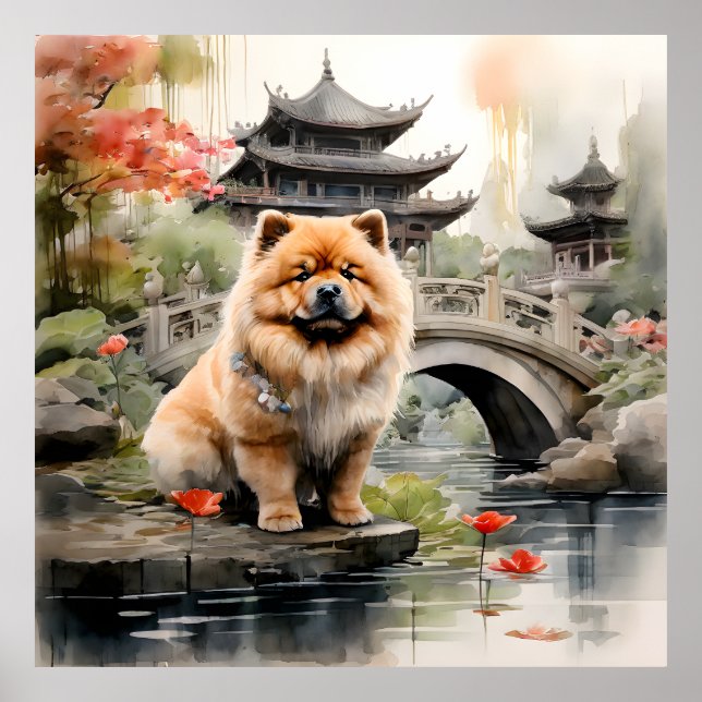 Poster Chow Chow à la découverte d'un jardin chinois (Devant)