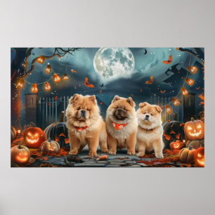 Poster Chow Chow Halloween Éffrayant