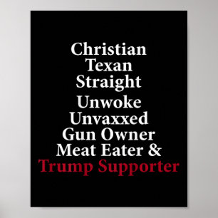 Poster Chrétien Texan Straight Unwoke Gun Propriétaire Tr