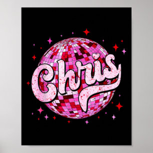 Poster Chris groovy prénom D J'aime les t-shirts Chris Me