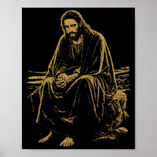 Poster Christ dans le désert Prière de Jésus Foi chrétien