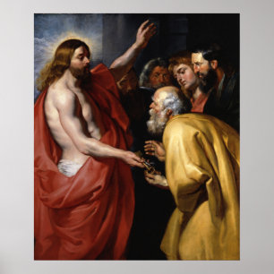 Poster Christ Donner les clés du ciel à saint Pierre