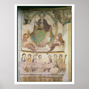 Poster Christ en Majesté avec quatre symboles évangélique