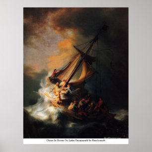 Poster Christ en tempête sur le lac Genezareth par Rembra