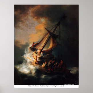 Poster Christ en tempête sur le lac Genezareth par Rembra