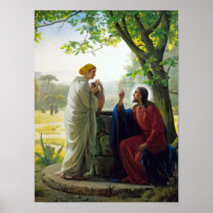 Poster Christ et la femme samaritaine par Carl Bloch