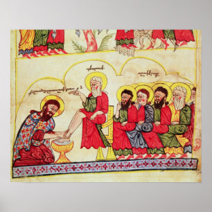 Poster Christ lave les pieds des disciples