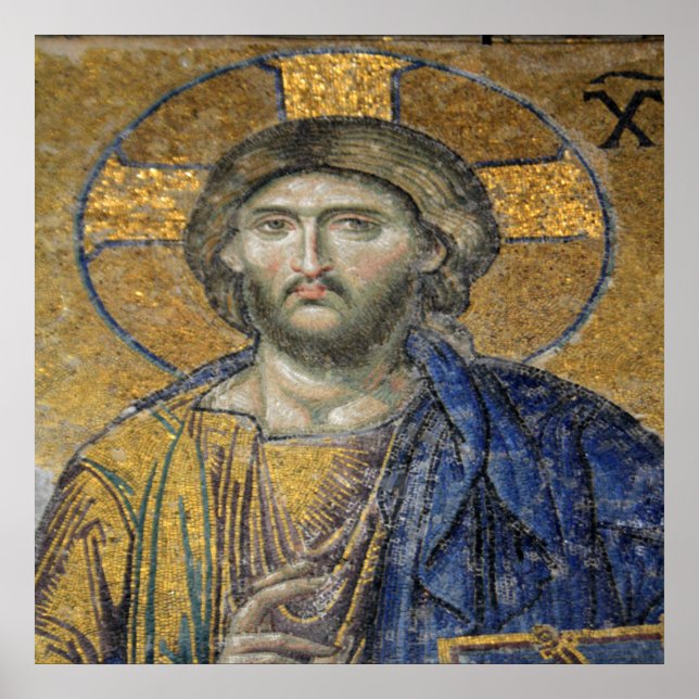 Poster Christ Pantocrator Mosaïque Iconique Religieux Rom (Devant)
