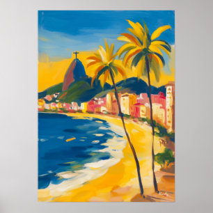 Poster Christ Rédempteur fauve de Rio de Janeiro, Brésil