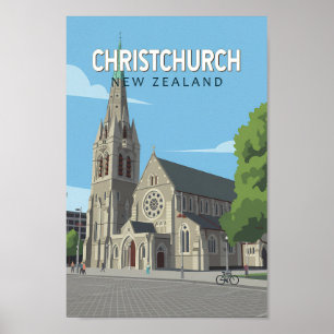 Poster Christchurch Nouvelle-Zélande Illustration Art de 