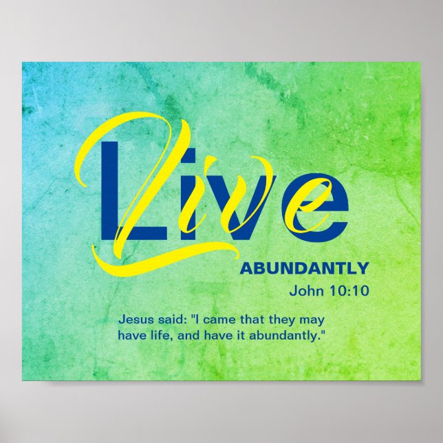 Poster Christian ABUNDANT LIFE Inspiration Citation VERTE (Devant)
