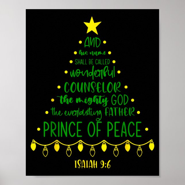 Poster Christian Christmas Jesus Bible Names Xmas Tree Sh (Devant)