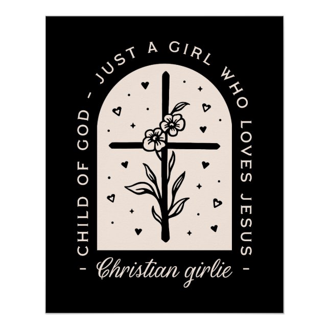 Poster Christian cite juste une fille qui aime Jésus noir (Devant)