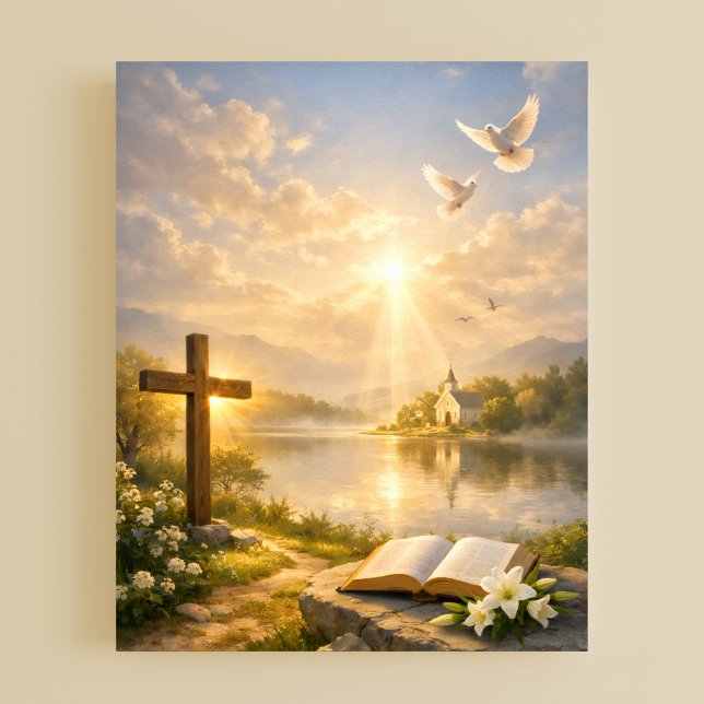 Poster Christian Cross and Bible Sunrise (Créateur téléchargé)
