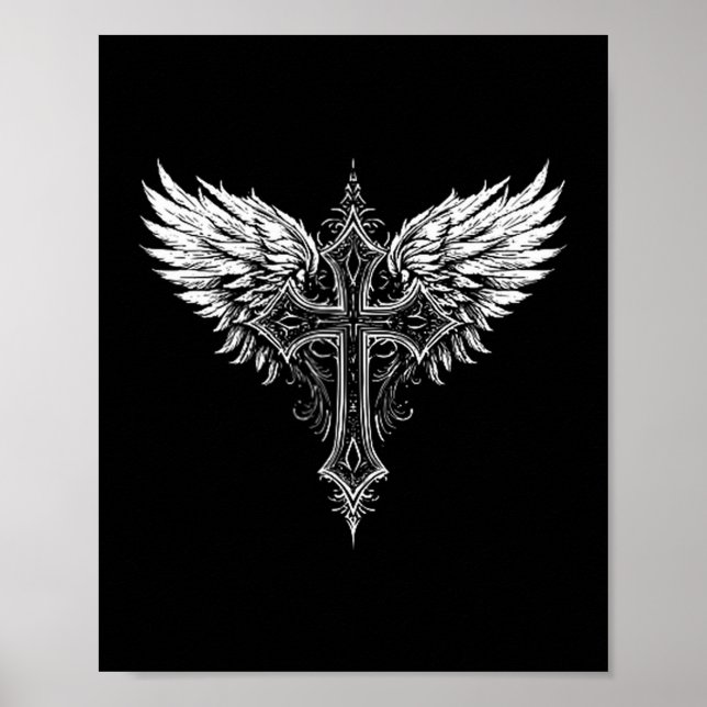 Poster Christian Cross Angel Religious  (Devant)