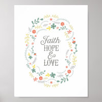Poster Christian Faith Hope Love Wreath Scripture