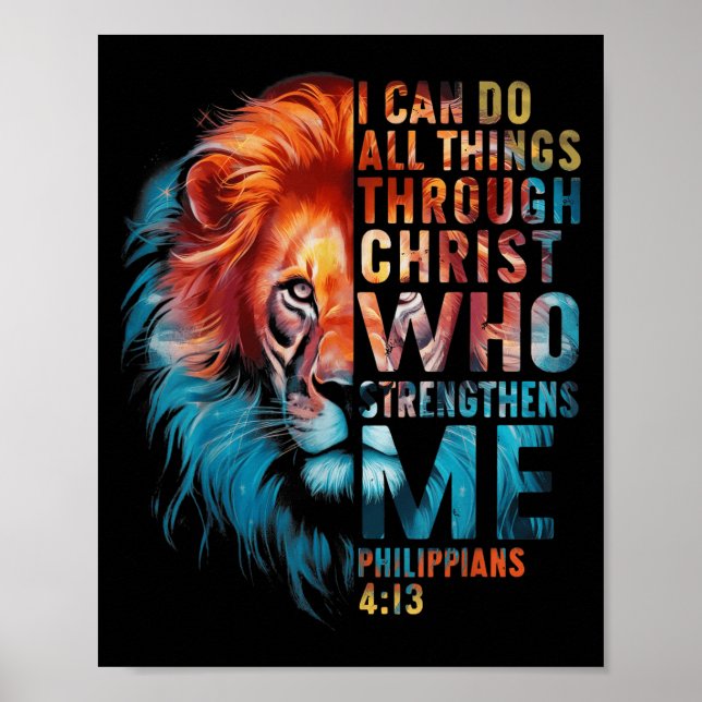 Poster Christian I Can Do All Thing Through Christ Lion F (Devant)