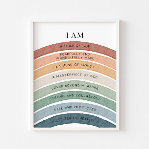 Poster Christian kids boho arc-en-ciel