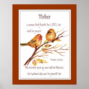 Poster Christian Mother Scripture Proverbes 31 Aquarelle
