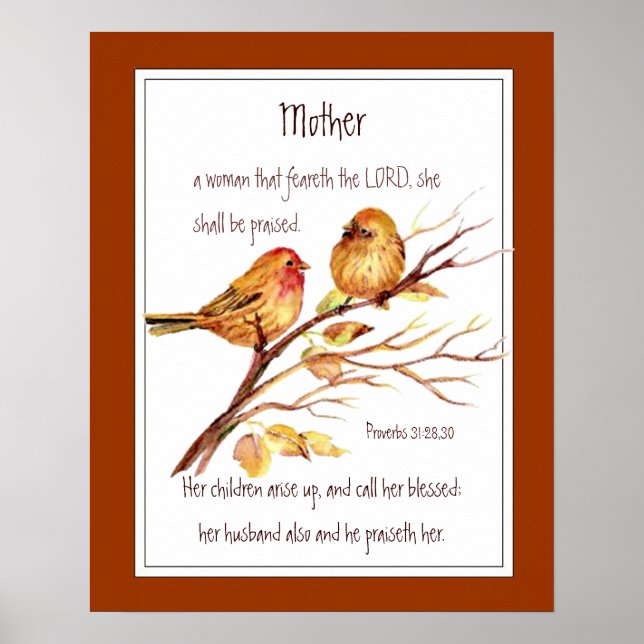 Poster Christian Mother Scripture Proverbes 31 Aquarelle (Devant)