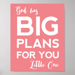 Poster Christian Nursery Print   Dieu a de grands plans