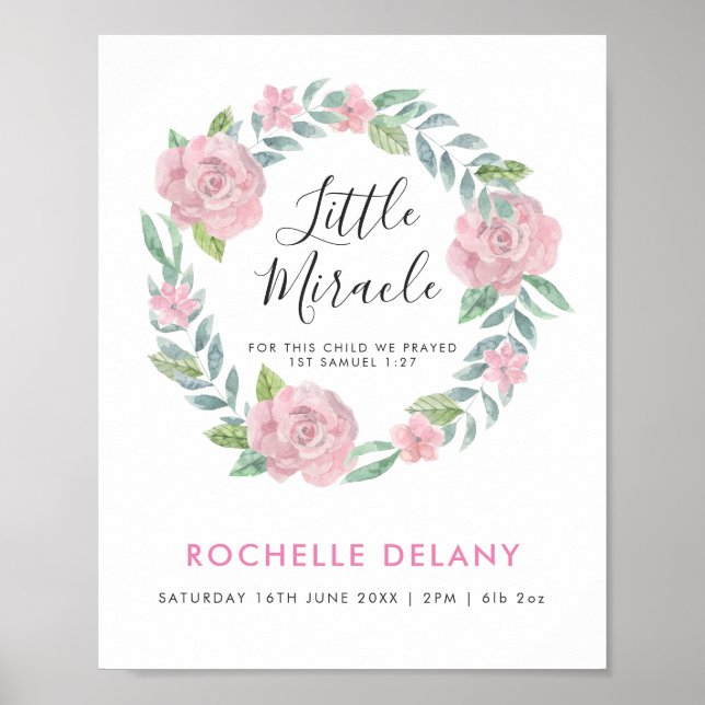 Poster Christian Nursery Print - Little Miracle (Devant)