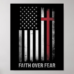 Poster Christian US USA Drapeau américain Christ Faith su