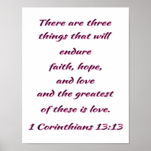 Poster Christian Wall Art Foi, Espoir et amour