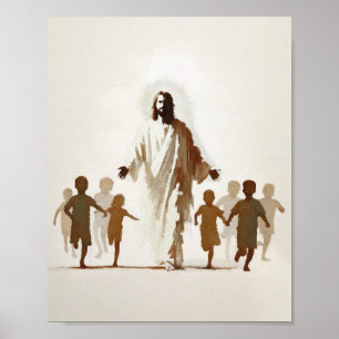 Poster Christian Watercolor Wall Art Laissez Les Enfants