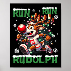 Poster Christmas 5k Run Rudolph Holiday Team Running